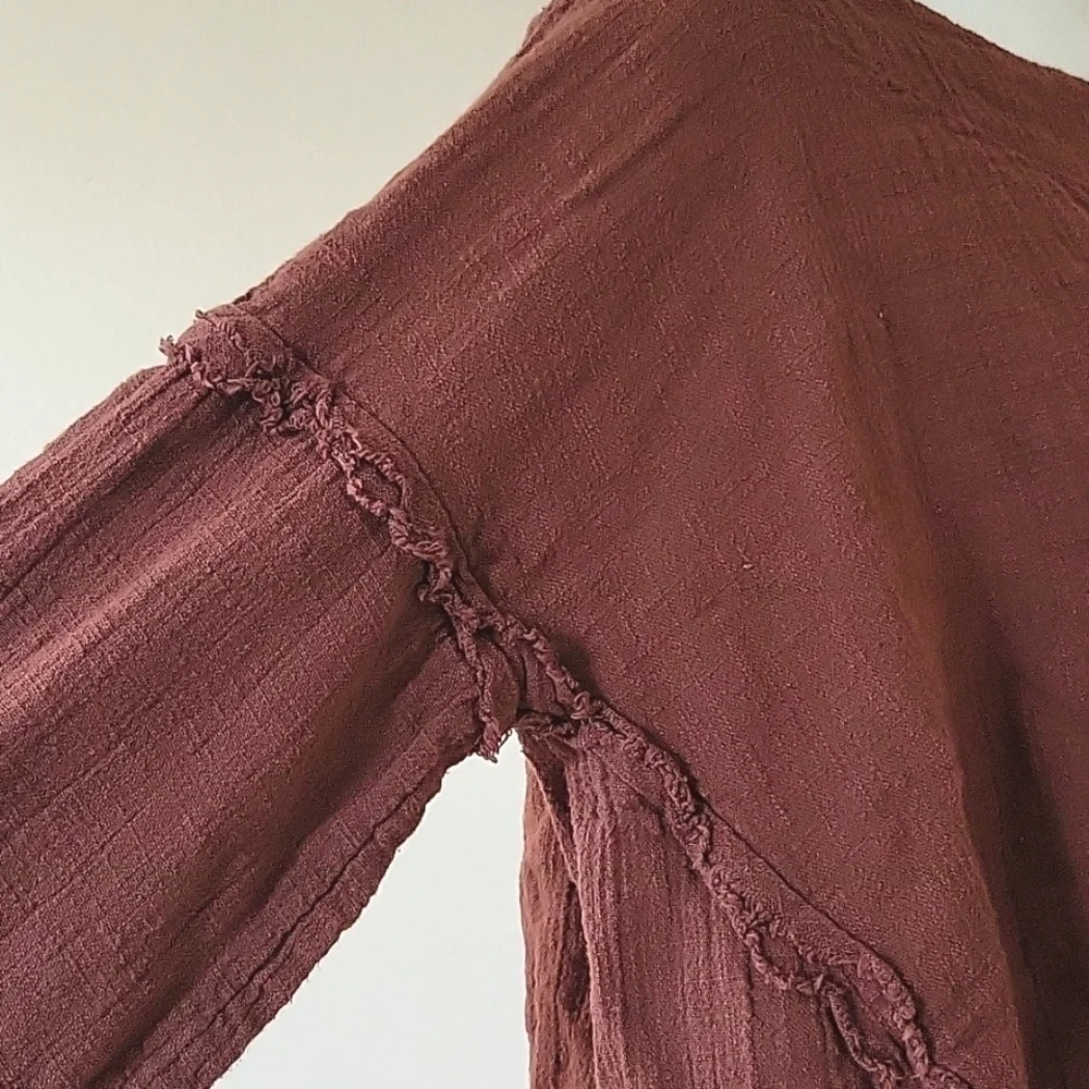 Free People Thora Chocolate Love Brown Loose Top - Size XS